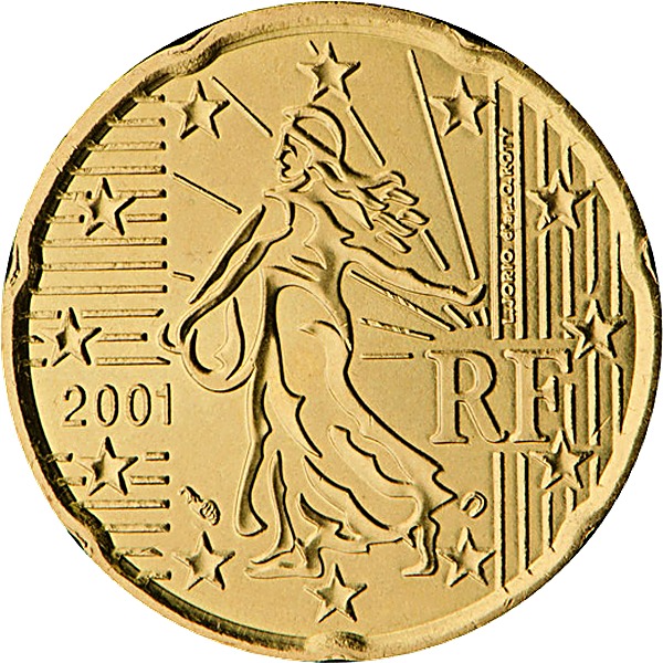 French 20 Euro Cent 2002 obverse — France, 20 Euro Cent
