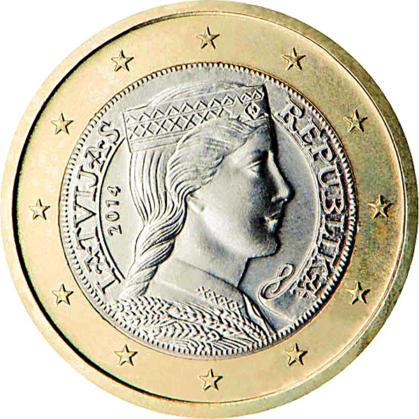 Latvian 1 Euro 2014 obverse — Latvia, 1 Euro