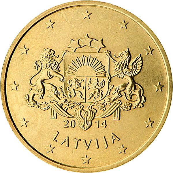 Latvian 50 Euro Cent 2014 obverse — Latvia, 50 Euro Cent