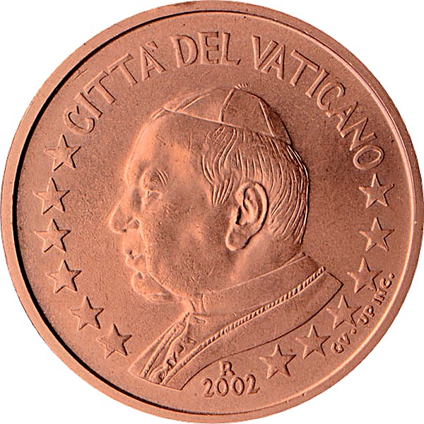 Vatican 2 Euro Cent 2002 obverse — Vatican City, 2 Euro Cent