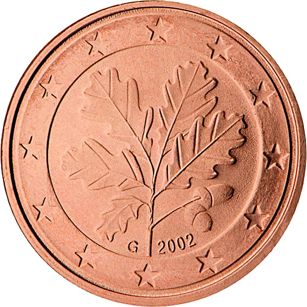 German 5 Euro Cent 2002 obverse — Germany, 5 Euro Cent