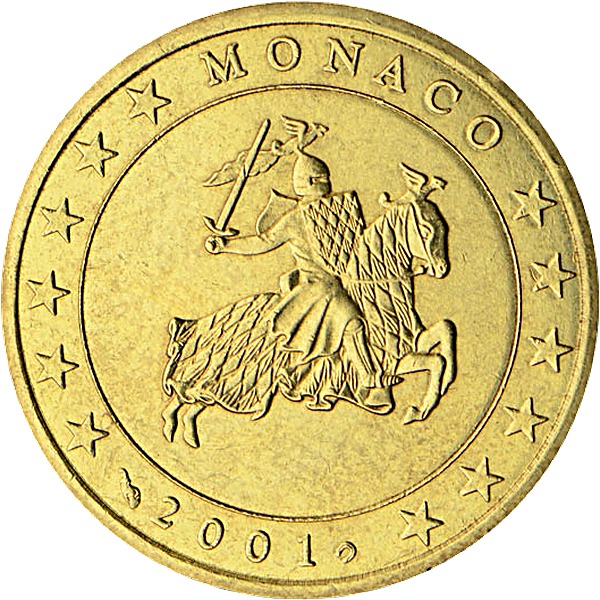 Monaco 50 Euro Cent 2001 obverse — Monaco, 50 Euro Cent