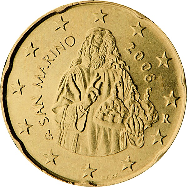 San Marino 20 Euro Cent 2002 obverse — San Marino, 20 Euro Cent
