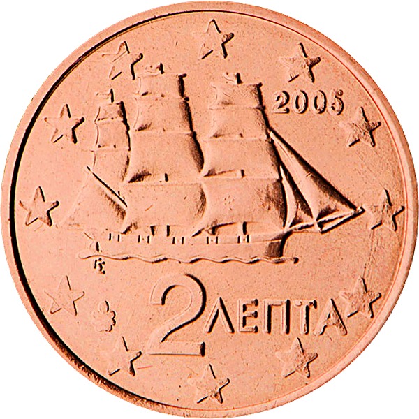 Greek 2 Euro Cent 2002 obverse — Greece, 2 Euro Cent