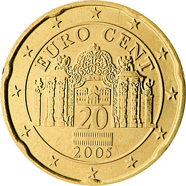 Austrian 20 Euro Cent 2002 obverse — Austria, 20 Euro Cent