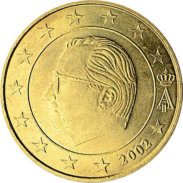 Belgian 50 Euro Cent 2002 obverse — Belgium, 50 Euro Cent