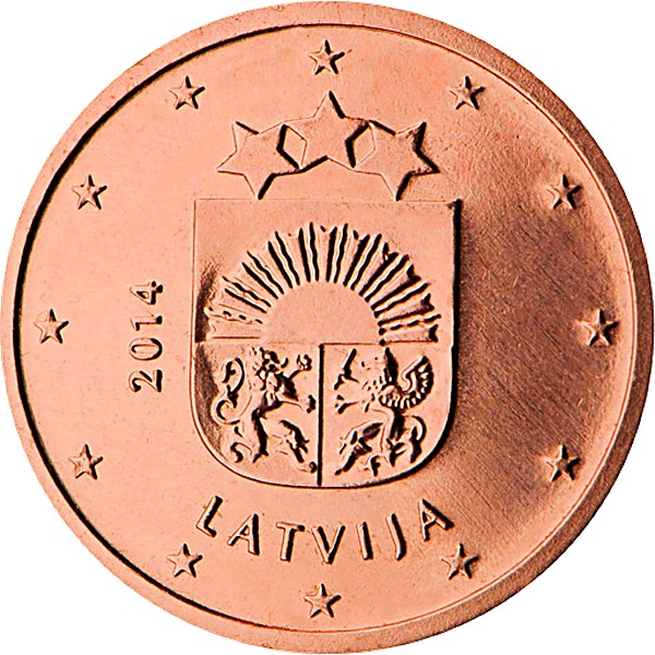 Latvian 2 Euro Cent 2014 obverse — Latvia, 2 Euro Cent