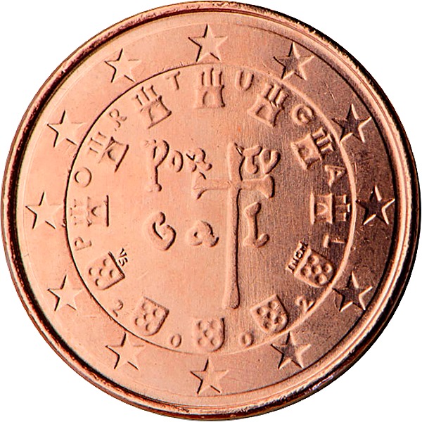 Portuguese 1 Euro Cent 2002 obverse — Portugal, 1 Euro Cent