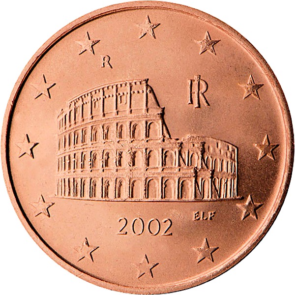 Italian 5 Euro Cent 2002 obverse — Italy, 5 Euro Cent