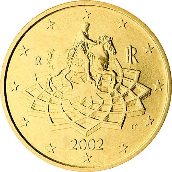 Italian 50 Euro Cent 2002 obverse — Italy, 50 Euro Cent