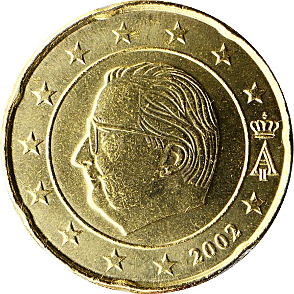 Belgian 20 Euro Cent 2002 obverse — Belgium, 20 Euro Cent