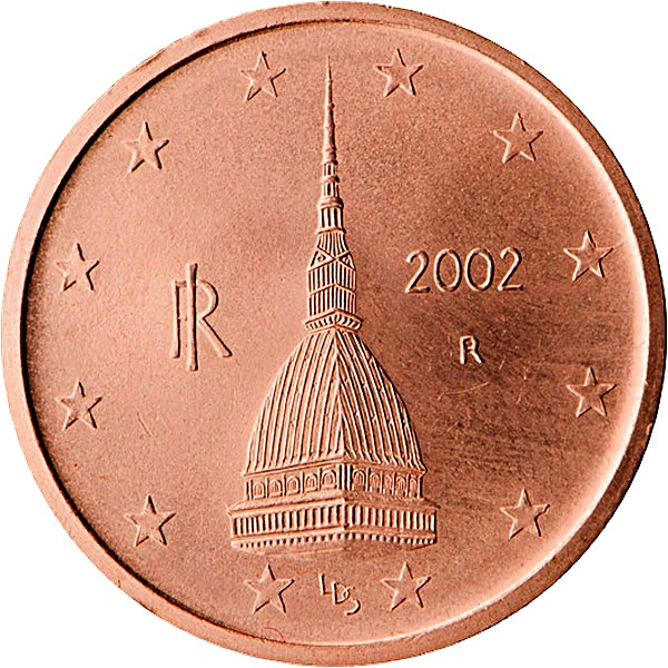 Italian 2 Euro Cent 2002 obverse — Italy, 2 Euro Cent