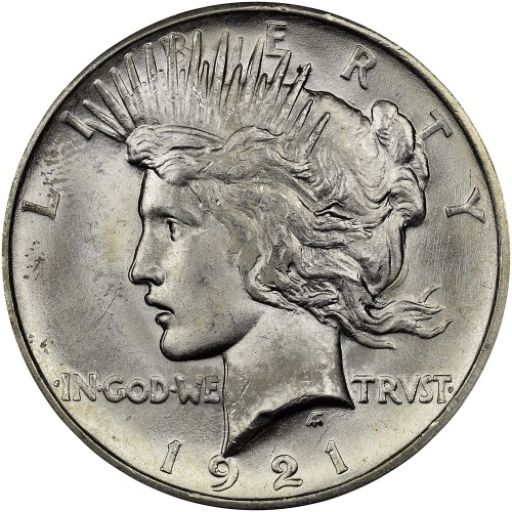 Peace Silver Dollar - High Relief 1921 obverse — United States, $1