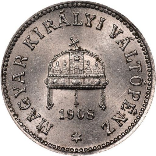 Hungary 10 Fillér 1908 obverse — Hungary (Austro-Hungarian Empire), 10 Fillér