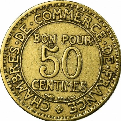 French Chambers of Commerce 50 Centimes 1924 reverse — France
