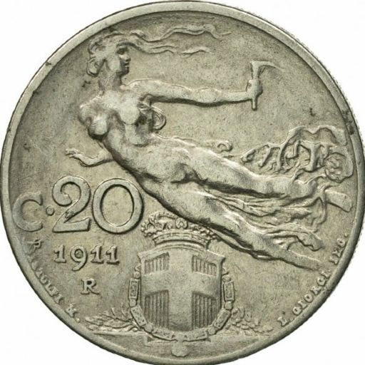 Italian Kingdom 20 Centesimi - Vittorio Emanuele III 1911 reverse — Italy