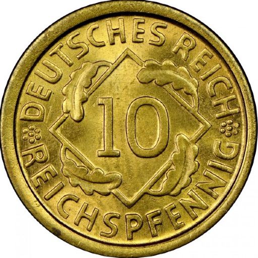 Weimar Republic 10 Reichspfennig 1925 reverse — Germany (Weimar Republic)