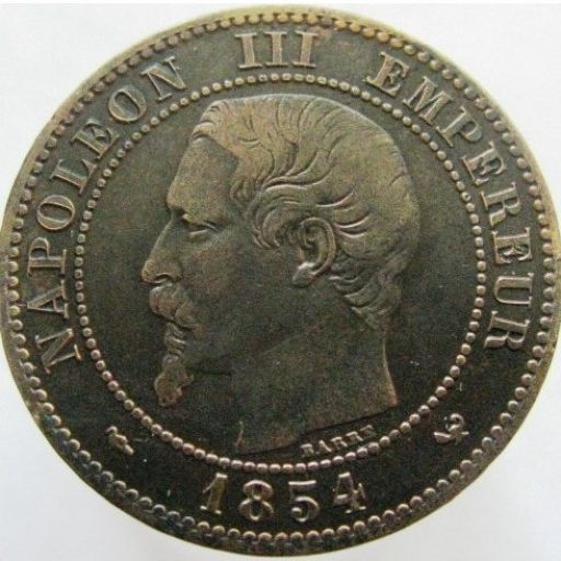 French Second Empire 2 Centimes - Napoleon III 1854 obverse — France, 2 Centimes