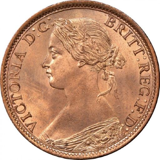 British Farthing - Queen Victoria 'Bun Head' 1862 obverse — Great Britain, 1 Farthing
