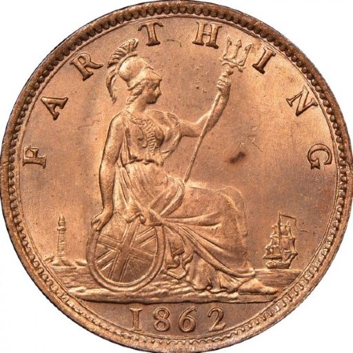 British Farthing - Queen Victoria 'Bun Head' 1862 reverse — Great Britain